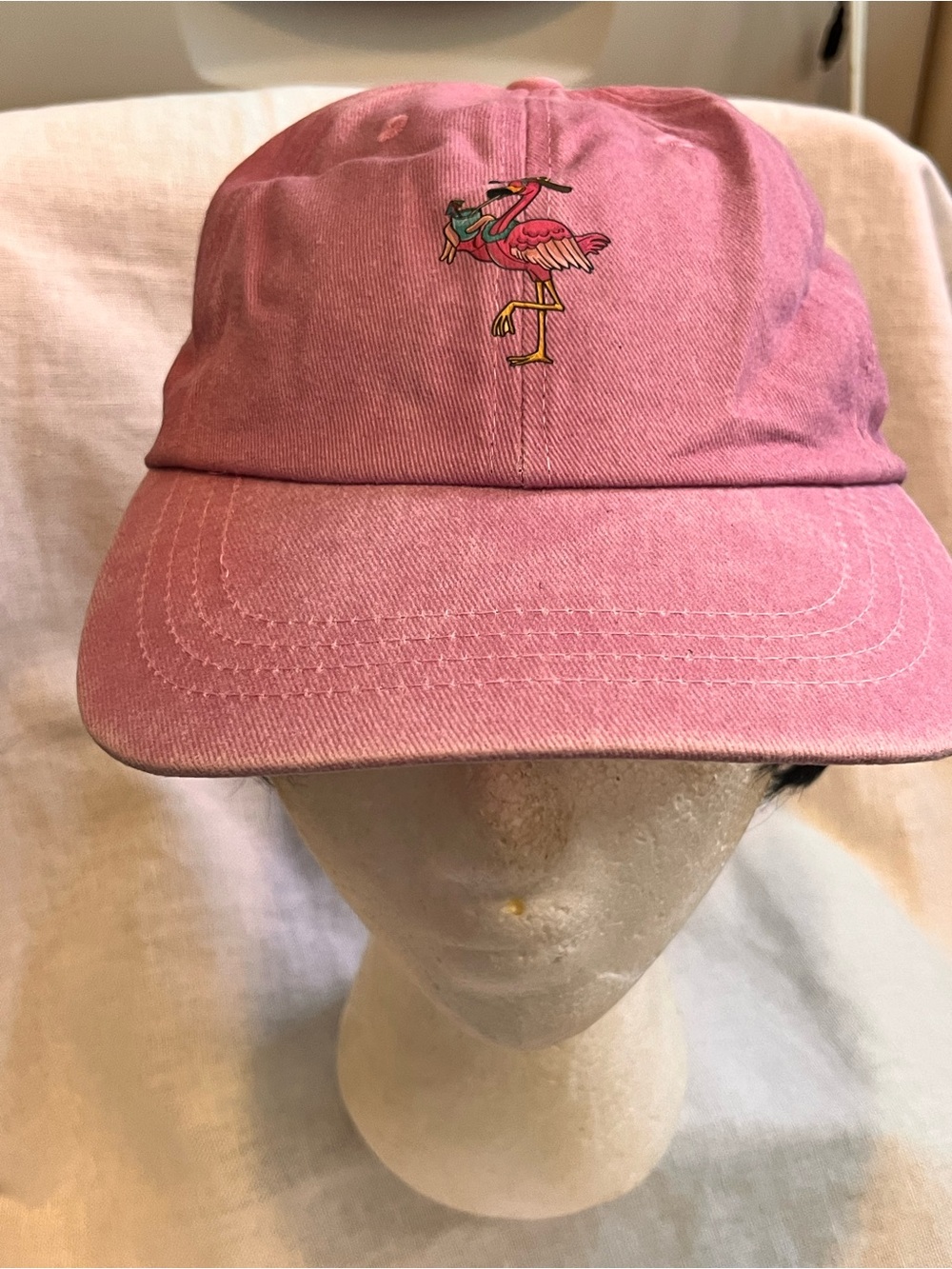 Womens Pink Flamingo Embroidered Baseball Cap